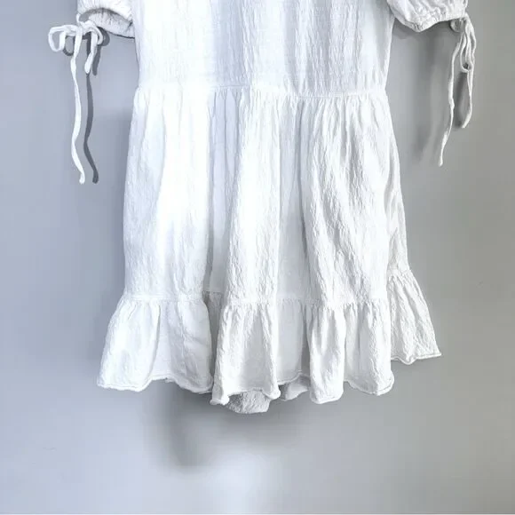 FREE PEOPLE Beach Iris Mini Dress White Open Back Ruffle Boho XS Summer Babydoll - Picture 11 of 16